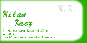 milan kacz business card